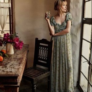 DOEN drew dress - green strawberry moon floral